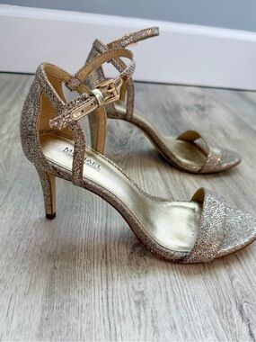 Michael Kors - Rose Gold Glitter Ankle-Strap Heels